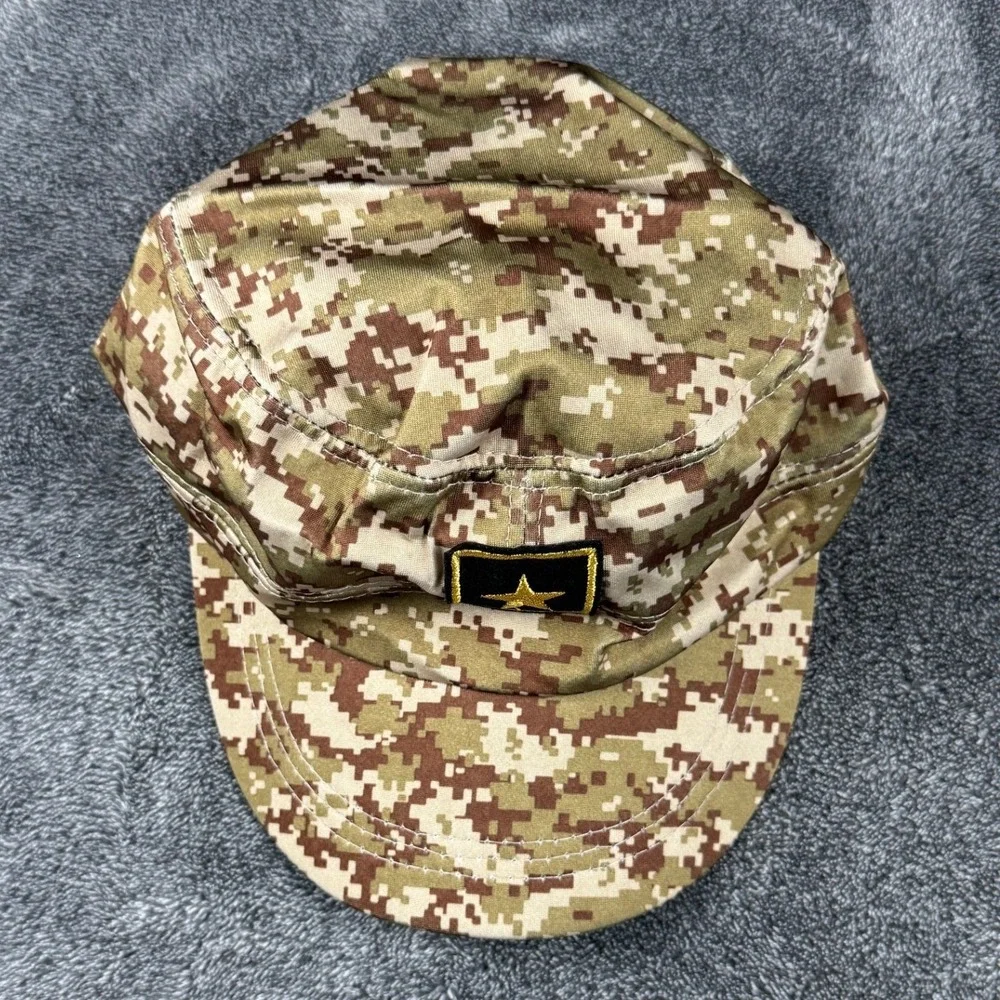 Digital Desert Camo Cadet Hat Gold Star Patch Snapback Military Patrol Cap Tan